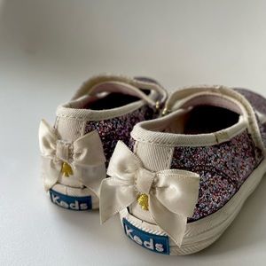 Kids Kate Spade New York  purple pink glitter Velcro.